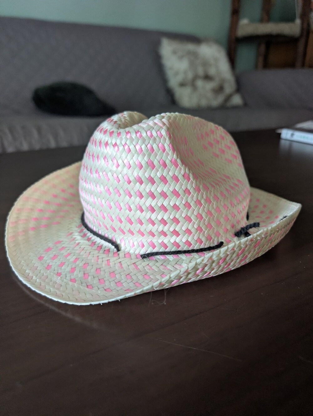Straw Cowgirl Hat with Pink Accents
